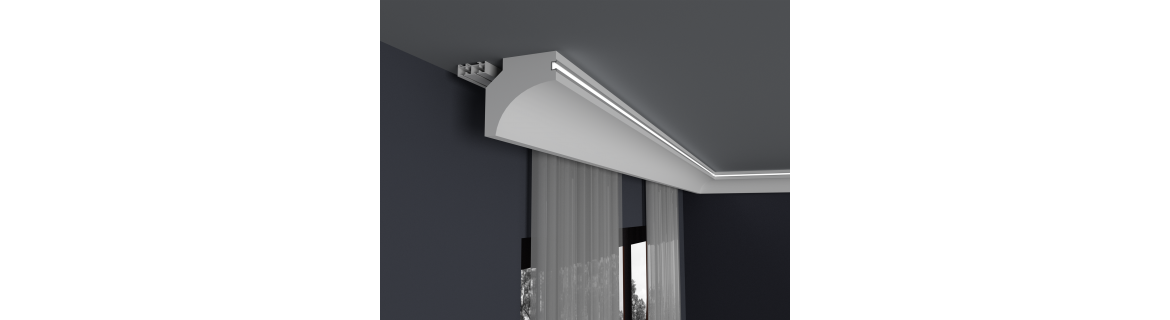 Dekoracyjna listwa sufitowa z profilem PCV (GK SK UP)