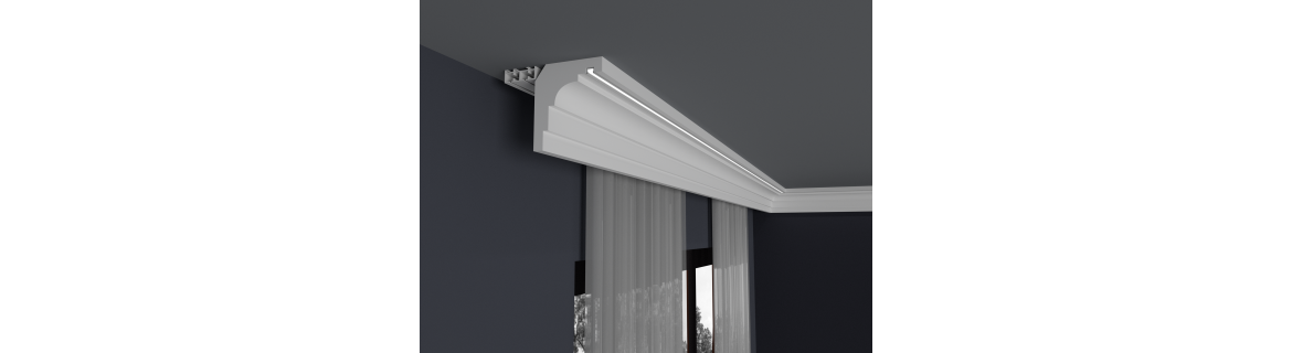 Dekoracyjna listwa sufitowa z profilem PCV (GK MX UP)