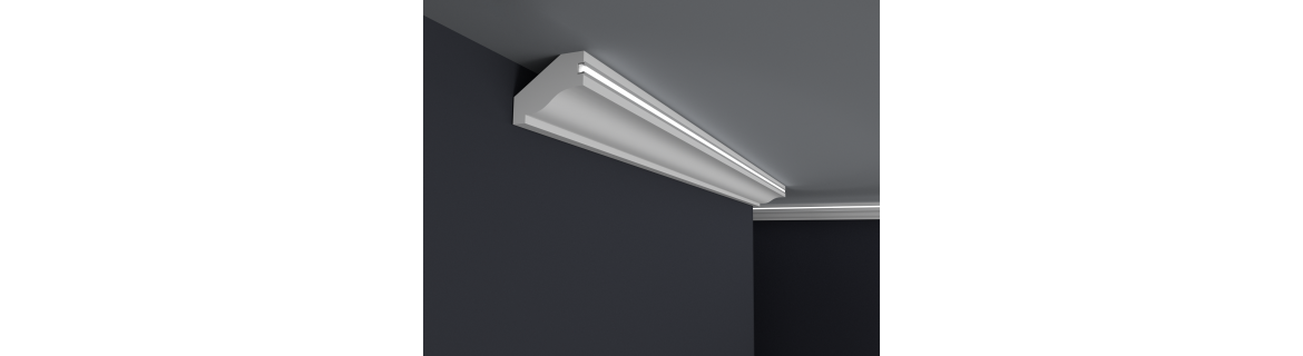 Dekoracyjna listwa sufitowa z profilem PCV (GK LT UP)