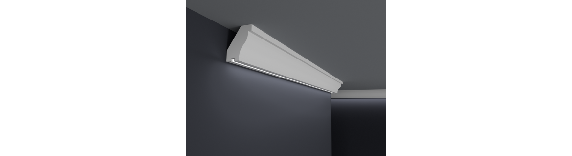 Dekoracyjna listwa sufitowa z profilem PCV (GK LT DW)