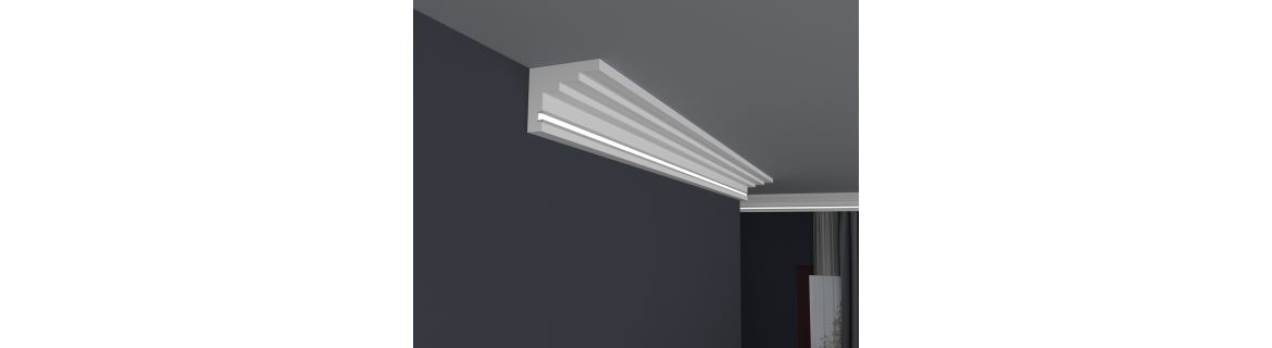 Dekoracyjna listwa sufitowa z profilem PCV (GK FS DW)